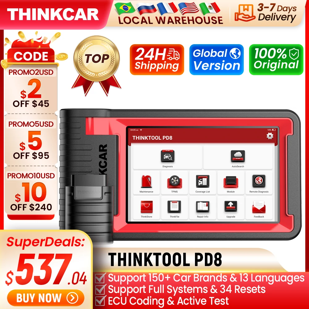 THINKCAR Thinktool PD8 Профессиональный инструмент для диагностики автомобиля Obd2 сканер Диагностика автомобиля кодирование ЭБУ Obd 2 полная система 34 перезаправки - ТОП 100 товаров марта