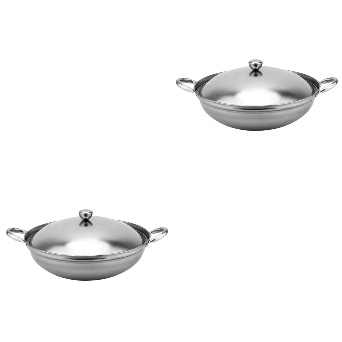 

2 Sets Making Pot Seafood Making Pot Stainless Steel Pan Handle Pot with Lid