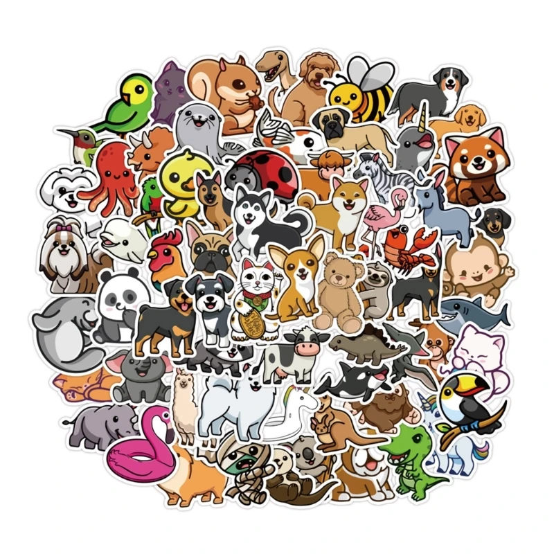 

100-Piece Animal Stickers Cute Decals Waterproof Stickers for Water Bottles
