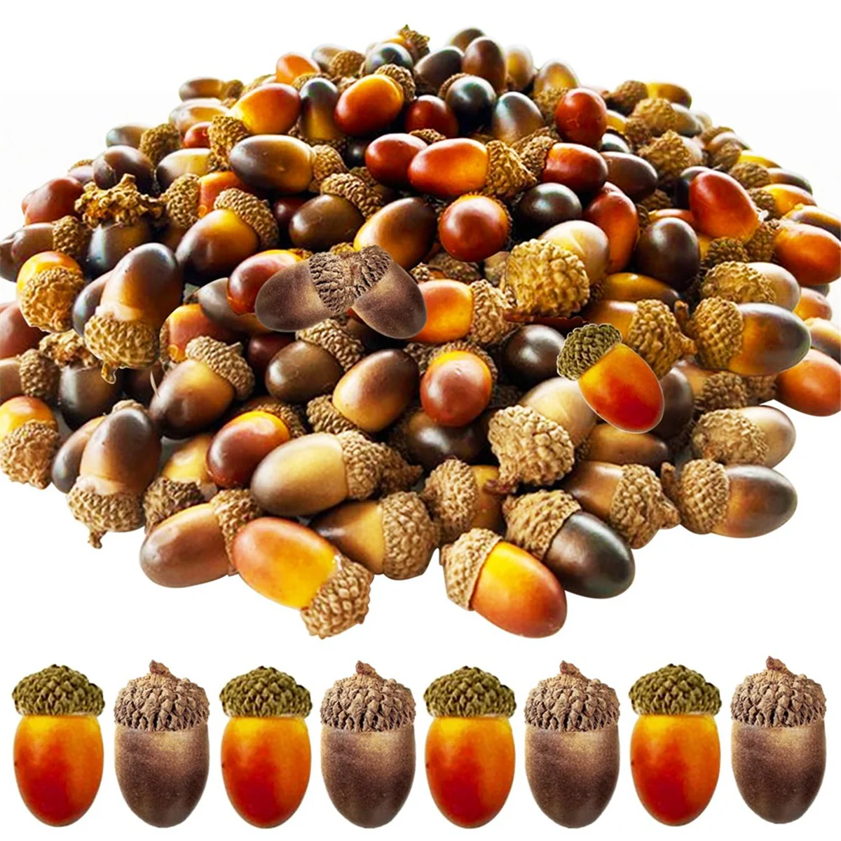

200PCS Mini Artificial Acorns, Bulk with Natural Cap for Fall Thanksgiving Halloween Decoration, Wedding Decor