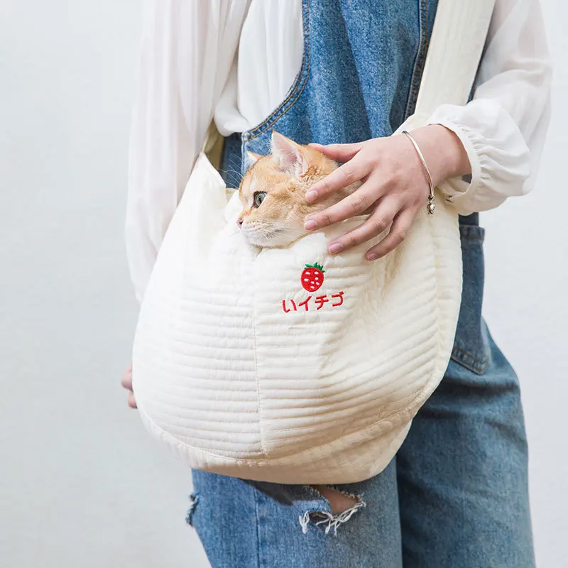 Cat Bag Outing Carry Bag Cat Bag Dog Backpack Single Shoulder Canvas Dog Bag Crossbody Bag Teddy Cat Pet Supplies
