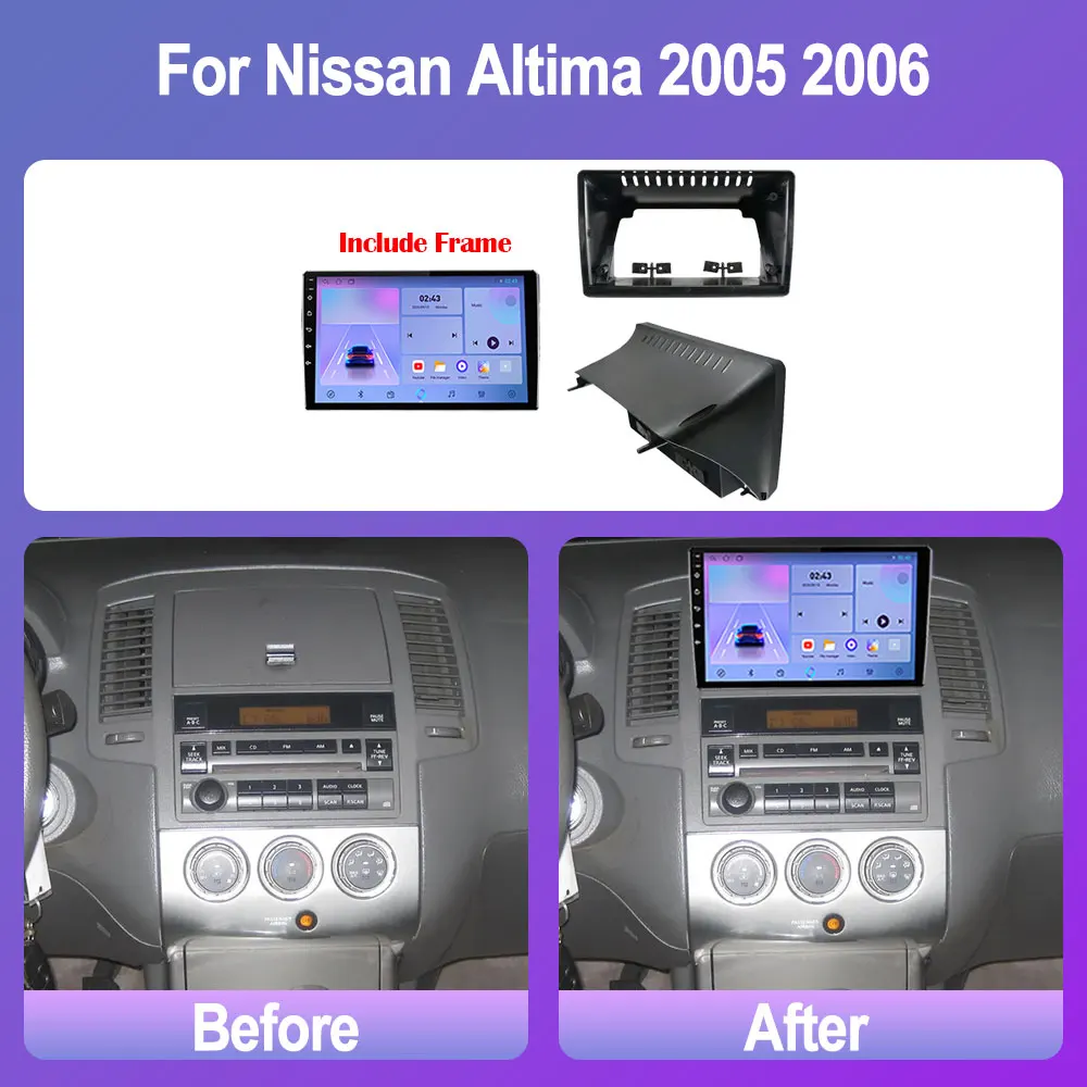 Фото Автомобильное радио Android 14, для Nissan Altima 2005 2006, стерео мультимедийный видеоплеер Navi GPS CarPlay, авторадио, авто «все в одном» HU 5G №3