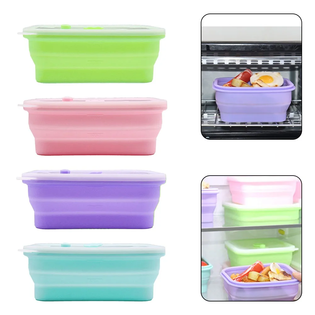 

Flexible Food Storage Container Portable Refrigerator Microwave Friendly 1000ML Capacity Food Grade Silicone Camping Equipment