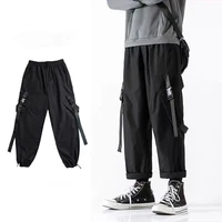 black mens pants spring and autumn fashion overalls solid color casual trousers wide leg pants plus size male clothing s 3xl