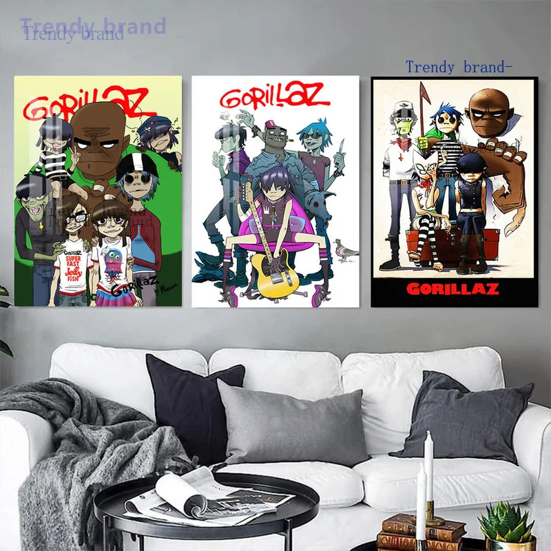 Плакаты Gorillaz ткань аниме холст живопись искусство скандинавские плакаты и