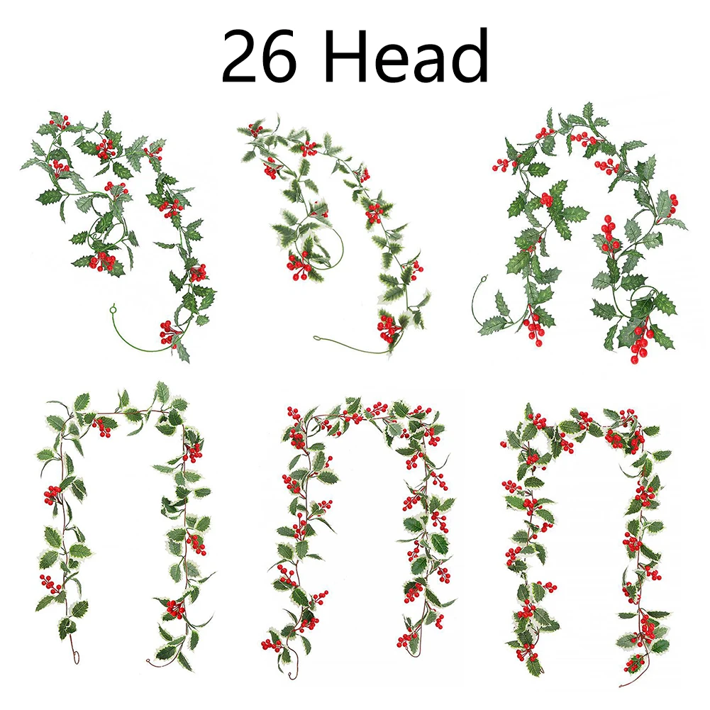 Праздничное украшение из мягкой виноградной лозы с 26 головками красных ягод для