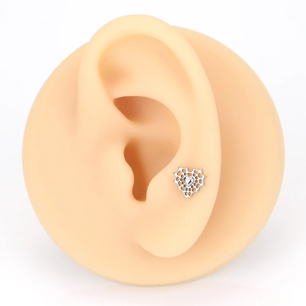 Серьги-гвоздики из титана F136 в форме сердца ювелирные украшения для пирсинга с