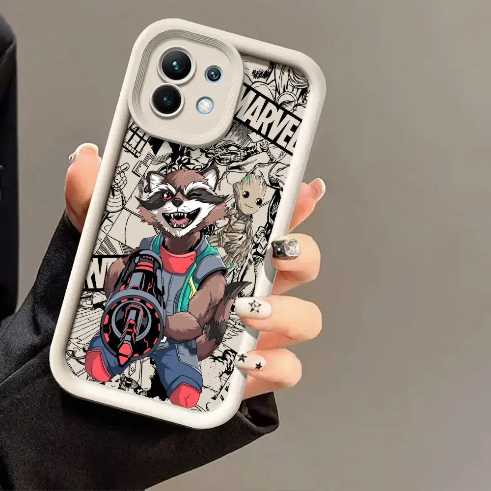 Чехол Groot Rocket Raccoon Marvel для Xiaomi Mi 13T 14 14T 15 15T Pro 17 Ultra Poco M7 M8 F8 F7 X6 X7 X8 Pro Max, противоударный чехол (art.: 3920daa2deb5f) - 3920daa2deb5f