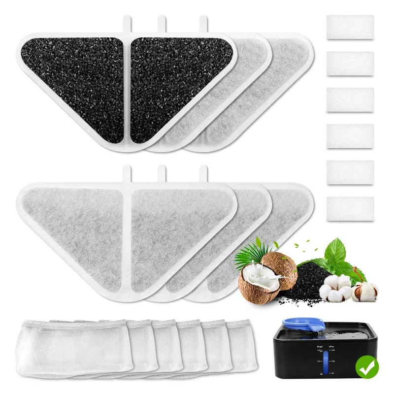 

230oz Dog Water Fountain 5 Layers Filtration System 7L Pet Fountain, 6 Filters+ 6 Sponges+6 Mesh Bags for 1.8GAL Dog Water Bowl