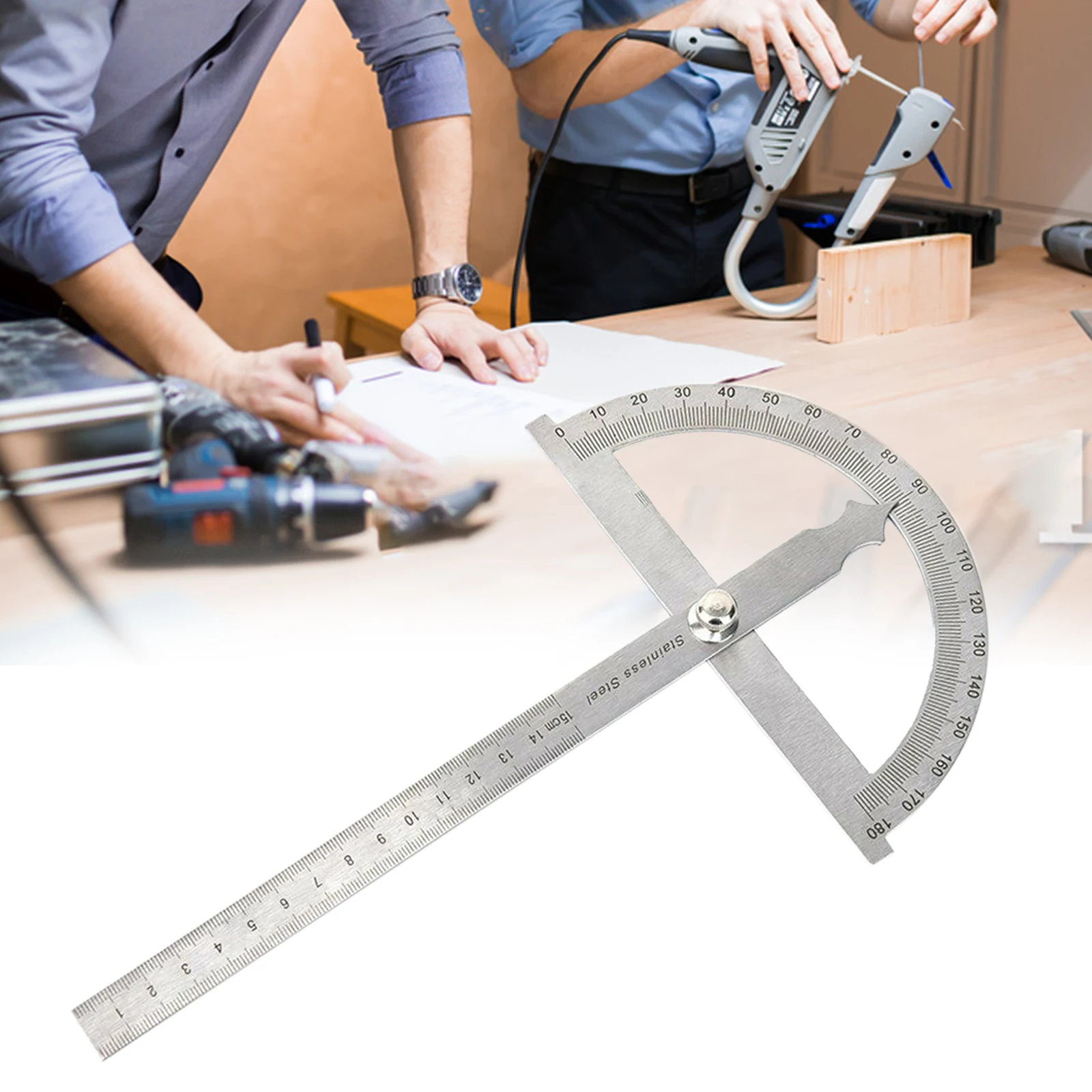 

0-150mm 180 Degree Protractor Metal Angle Finder Goniometer Angle Ruler Stainless Steel Woodworking Tools Rotary Measuring Ruler