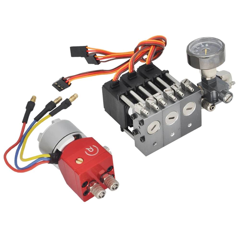 RC Hydraulic Kit 3CH Mini Valve Oil Pump Relief Valve for Upgrade Huina 580 592 1593 1594 EC160E E010 1:14 Metal Excavator Parts