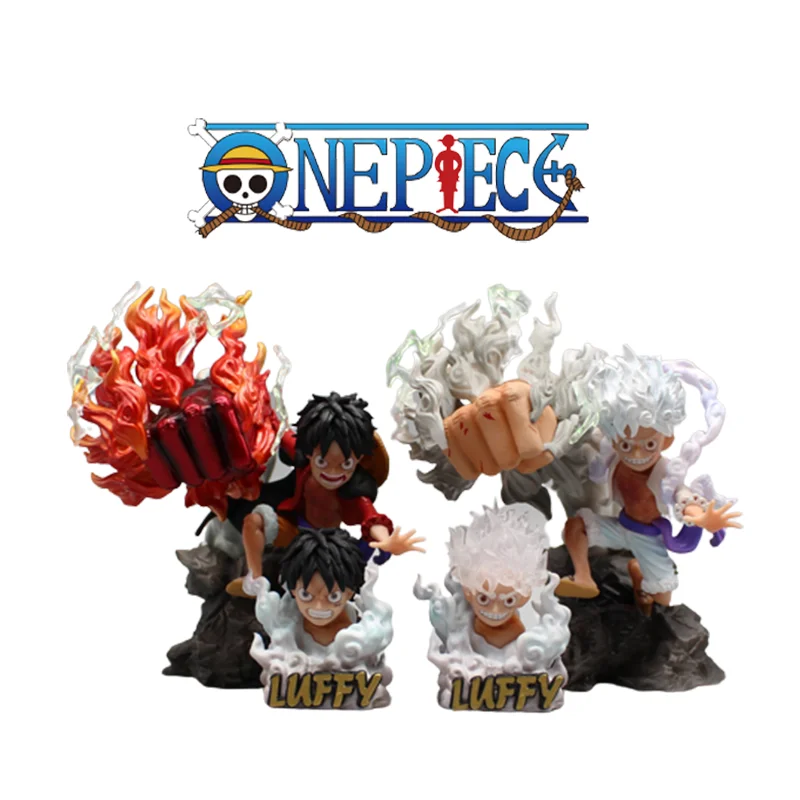

12.5cm One Piece Luffy Anime Figure Nika Luffy Fist Figurine Cute Gk Statue Replaceable Pvc Model Toy Collection Decor Doll Gift