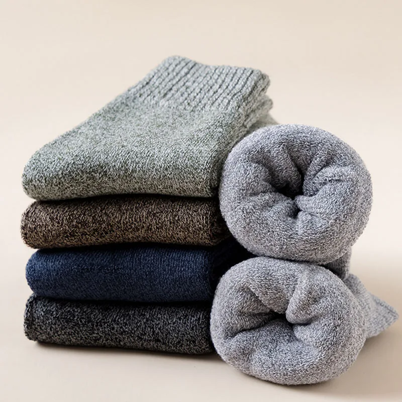 

Q Winter Warm Merino Wool Male Men Socks Women Socks Super Thicker Solid Socks Merino Wool Rabbit Socks Against Cold Snow 1pair