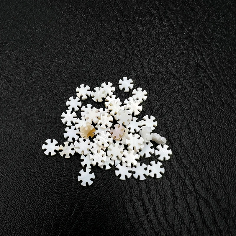 

40Pcs White inlay 6mm*1.8mm mother of pearl shell blanks plum blossom style