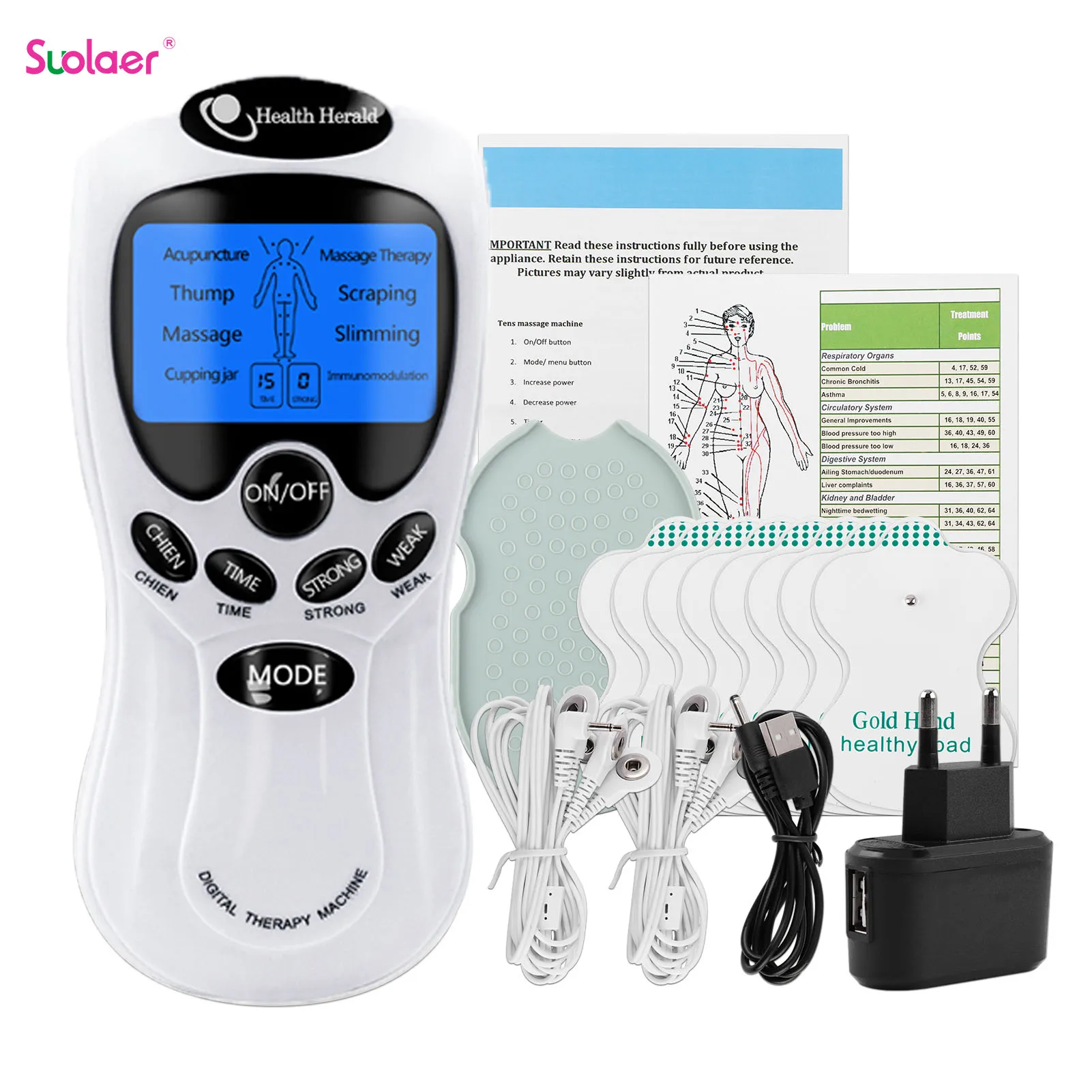 

8-modes Tens Unit EMS Muscle Stimulation Physiotherapy Equipment EMS Microcurrents Low Frequency Pulse Relaxing Meridian Massage