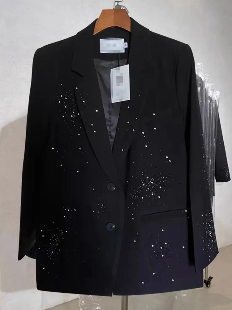 Женский однобортный Блейзер ZMEENNA в стиле пэчворк с бриллиантами модный дизайн