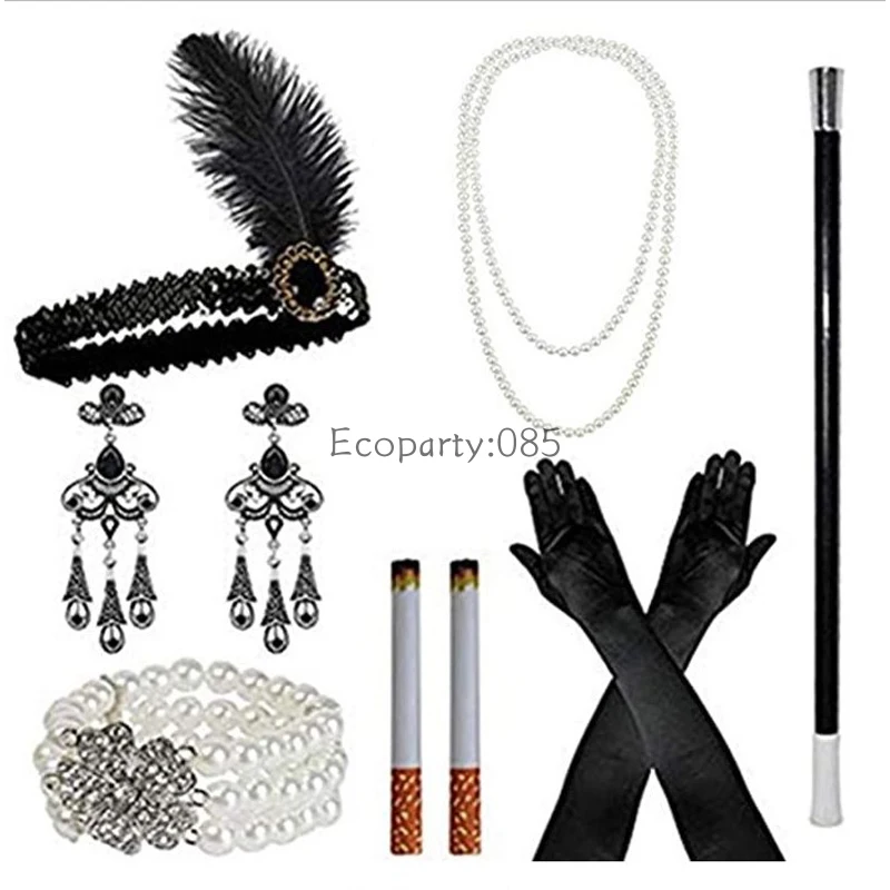

Halloween Cosplay Costumes Women Girls 1920s Gatsby Women Accessories 20s Flapper Costume with Lace Folding
