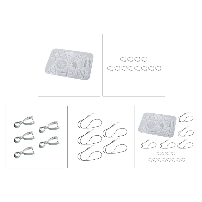

634C Diy Crystal Epoxy Mold Necklace Ornament Mold Hanging Pendant Decoration Pentagram Sun Flower Keychain Silicone Mold