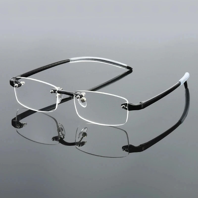 

Men Magnifing Clear Lens Reading Glasses Rimless Presbyopic Eyewear Glasses Prescription Eyeglasses Frame 2023 New