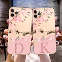 fashion letters flowers hand art phone cover for iphone 11 12 13 pro max x xr xs max 6s 7 8 plus 13mini clear soft silicone case