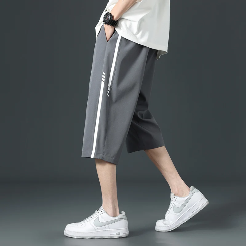 Шорты мужские с эластичным поясом повседневные свободные однотонные тонкие