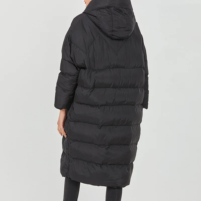 Fashion Temperament Casual Hooded Cotton Coat Long-sleeved Loose-fitting Long Women's Parka Coat Fashionable New Style 2022