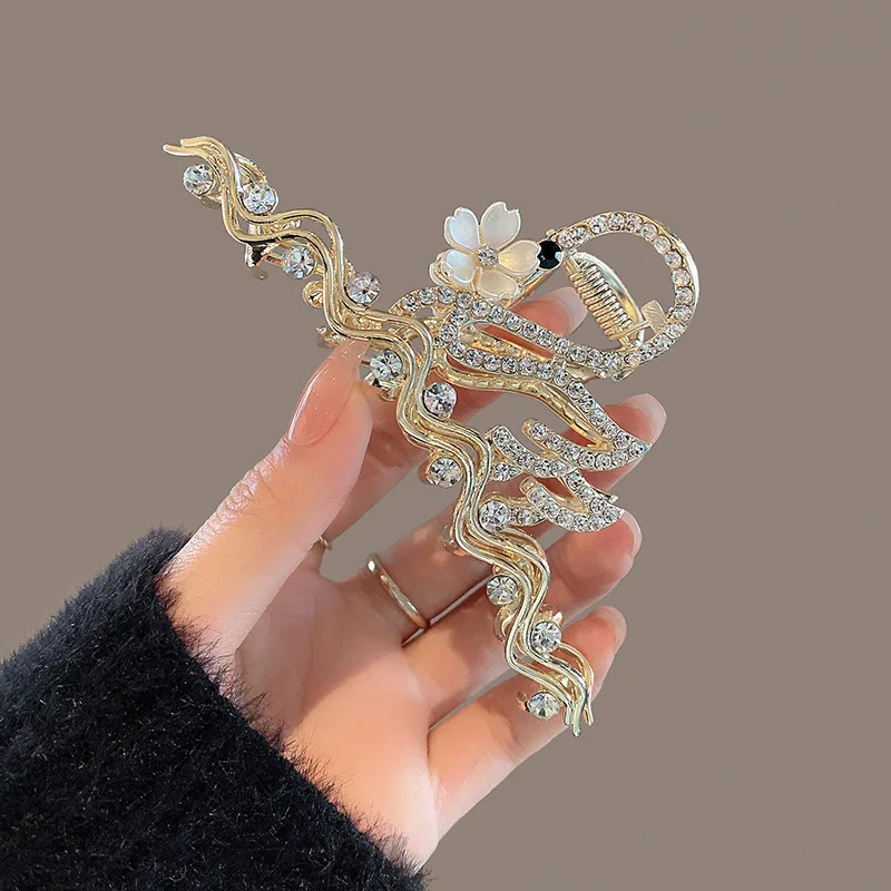 

Retro Rhinestone Swan Hair Grip Clip Ladies Fashion Ponytail Braid Claw Crab Hair Grip Clip Bath Hair Claw Headdress