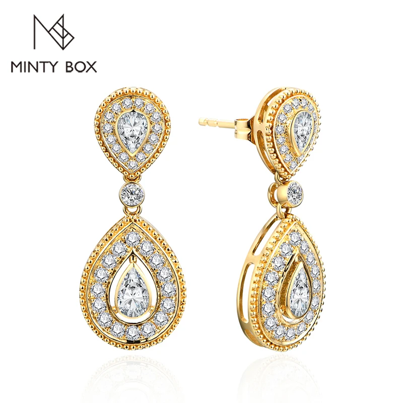 18k Pear Cut 15*3mm Moissanite Earrings For Women Pure 14k Gold Engagement Anniversary Gifts With Certificate Party