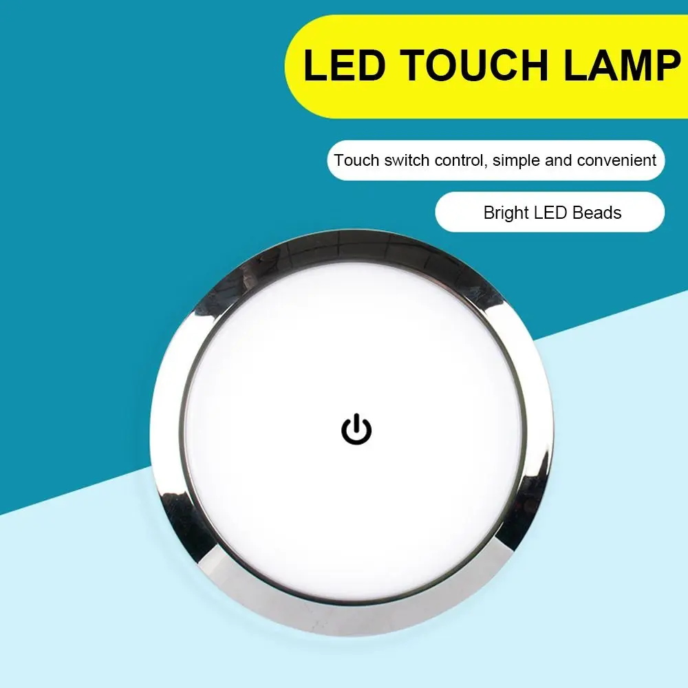 

12V/24V LED Touch Lamp RV Ultra-thin Round Dome Light Ceiling Lamp Reading Light for Caravan Boat Yacht Camping Car