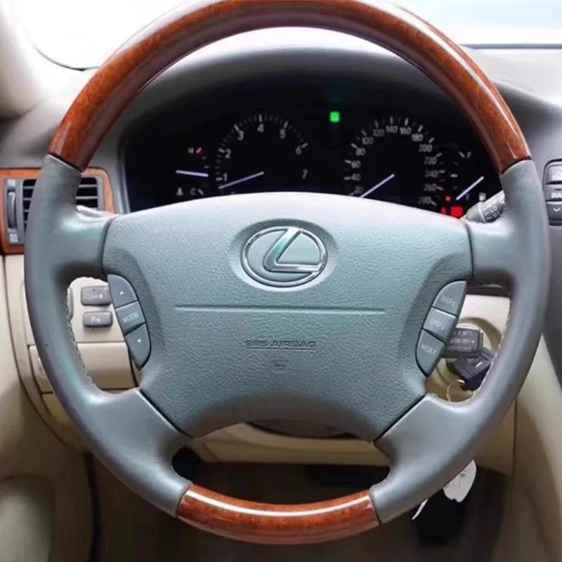 

Для lexus LS430 2002-2006 прошитая вручную Нескользящая серая натуральная кожа персиковая зернистая фототкань