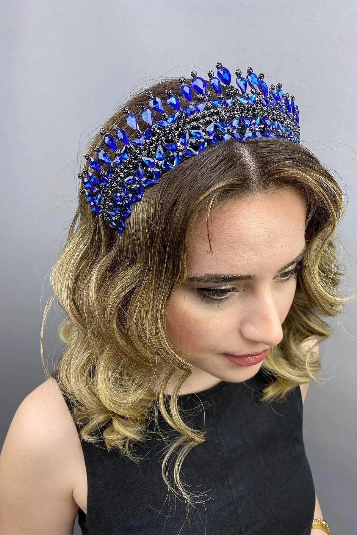 

Bridal Accessories Blue Sultan Model Bridal Crown Wedding Handmade For Bride And Bridesmaids