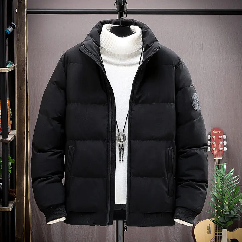 Cotton coat men's new winter thickened coat cotton jacket fashion brand autumn and winter hooded short work clothes bread down c