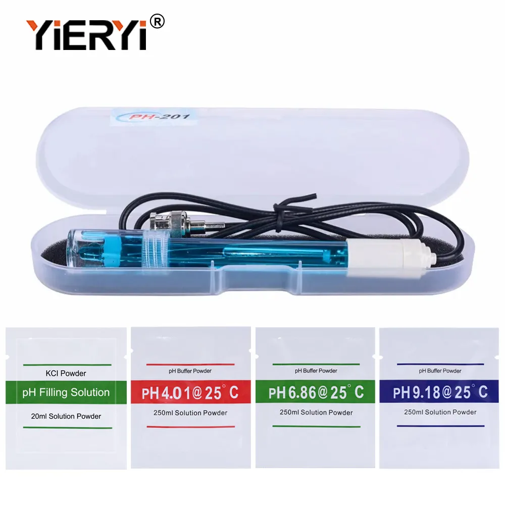 

Yieryi PH электродный зонд BNC разъем с калибровочным порошком сменный датчик для PH-метра аквариумная гидропоника лаборатория