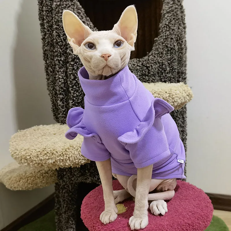 

Sphynx Cat Clothes Velvet Stretch Warm and Comfortable Self-Heat Autumn and Winter Hairless Cat Clothes Devon Cornish Cat Cloth
