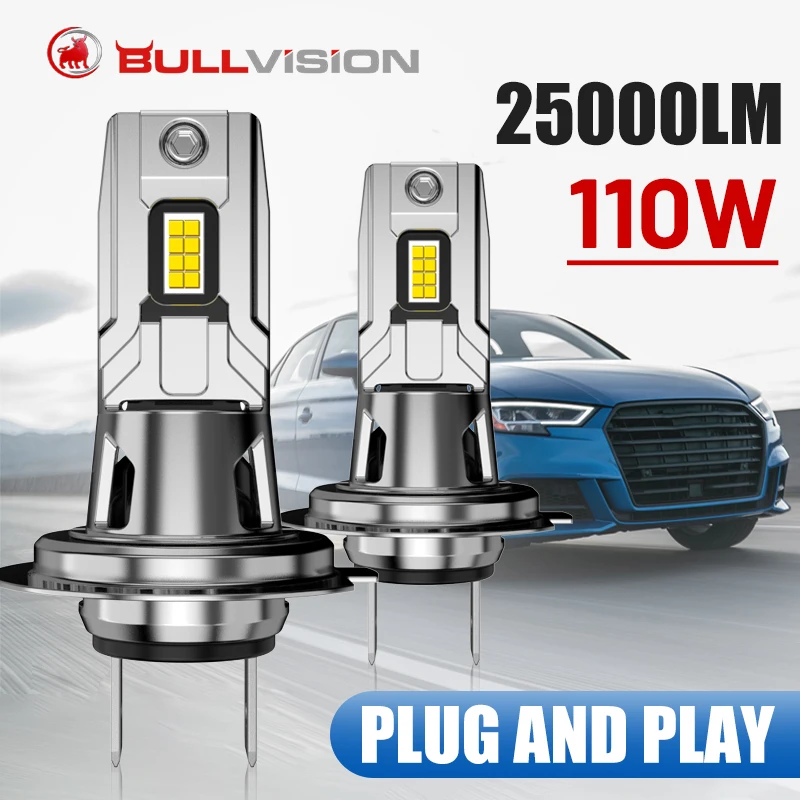 

H7 Mini Size Led Headlight Bulb 25000LM 1:1 Plug And Play 6000K 110W Super Bright Diodes Car HeadLamp Turbo Auto Fog Lights 12V