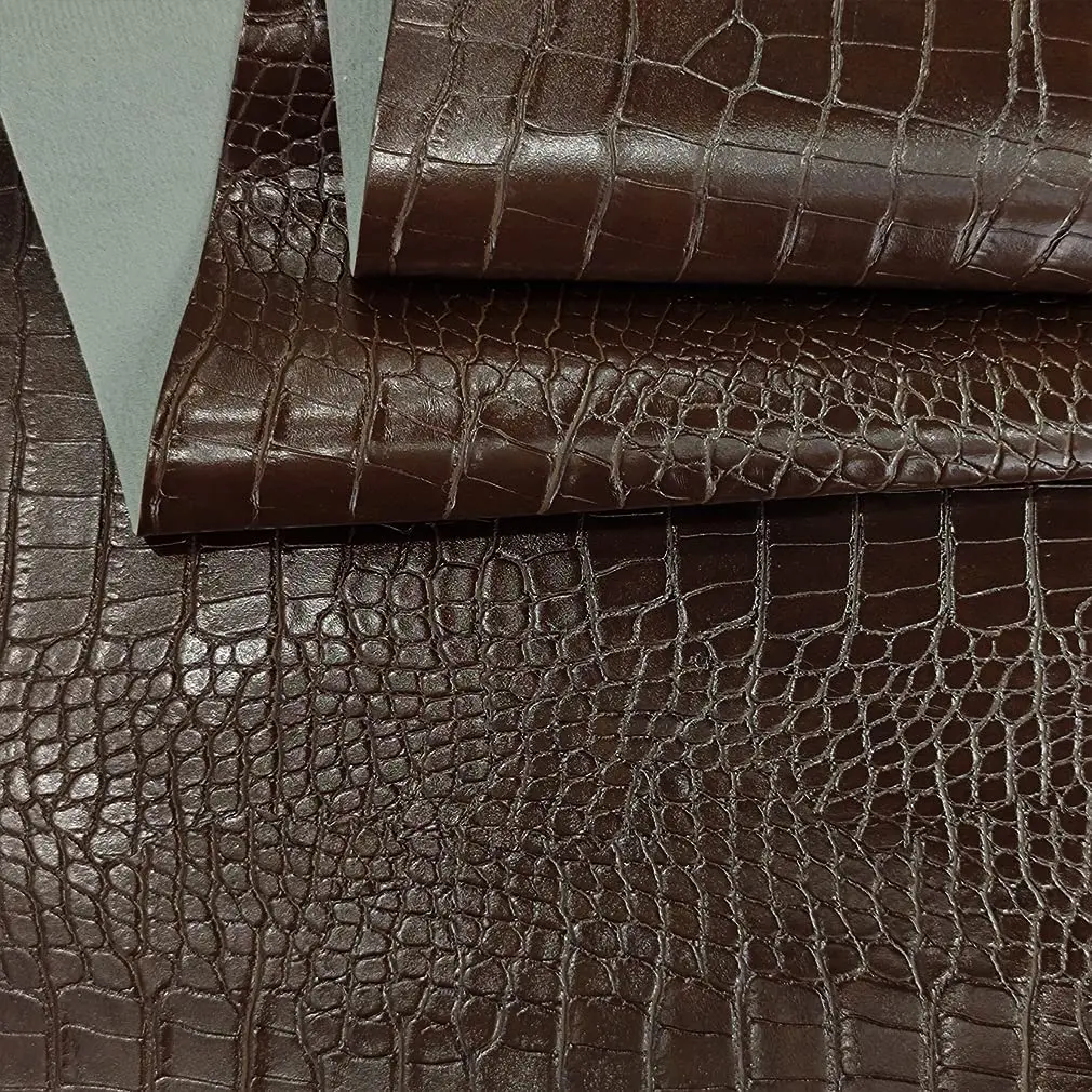 

Glossy Embossed Crocodile Texture Faux Leather Synthetic Leather Fabric for Wallets Making Sewing Crafts Material 46*135CM