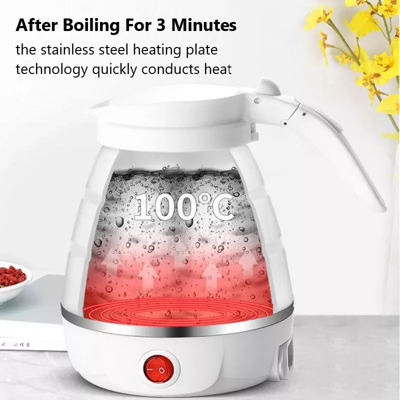 

Silicone Folding Kettle Home Travel Abroad Portable Dormitory Insulation Kettle Small Mini Automatic Power Off Kitchen Tools