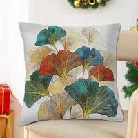 pillow case soft touch easy care polyester peach skin ginkgo leaf pattern cushion throw cover household supplies