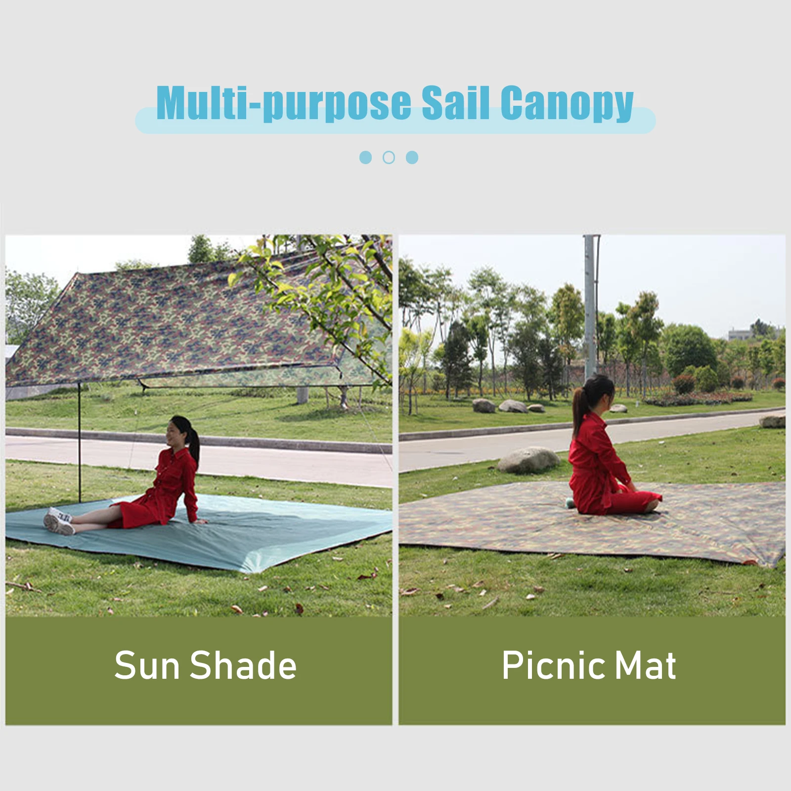 НАКРЫТИЕ ДЛЯ ПАЛАТКИ, ПАРУСА, ТЕНТА CAMOUFLAGE, ВОДОНЕПРОНИЦАЕМОЕ, УСТОЙЧИВОЕ К УФ-ЛУЧАМ, С ЗАКОЛКАМИ, ВЕРВКОЙ, С БАГАЖНИКОМ ДЛЯ ХРАНЕНИЯ.