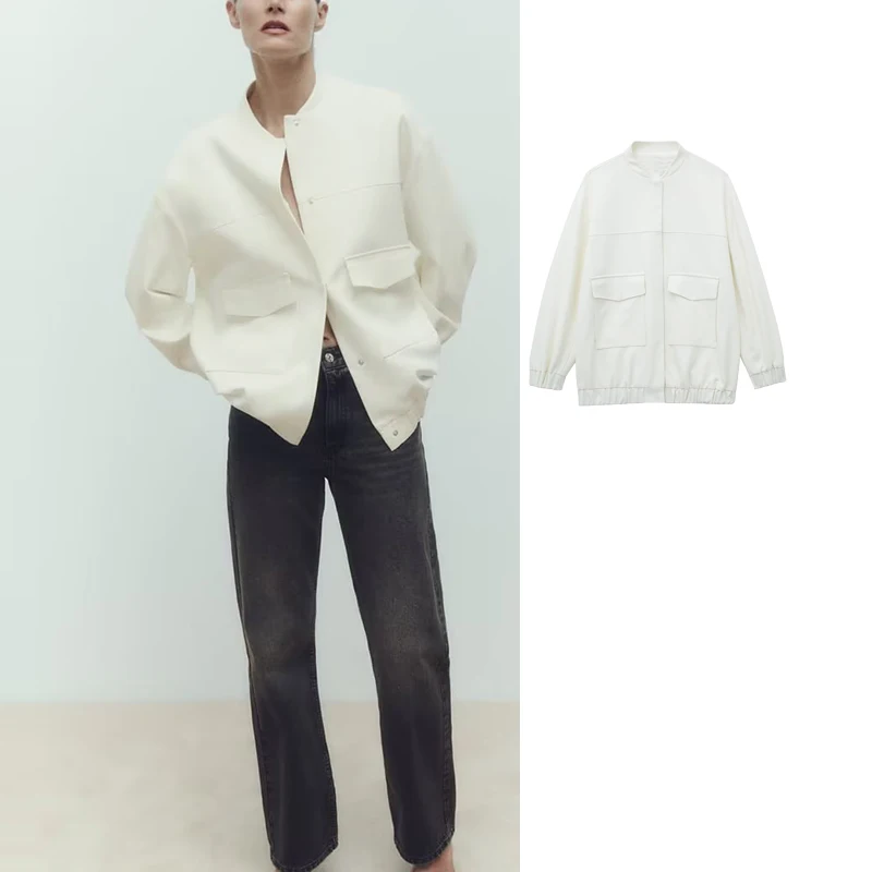 

Куртка-бомбер женская с длинным рукавом и карманами, на весну