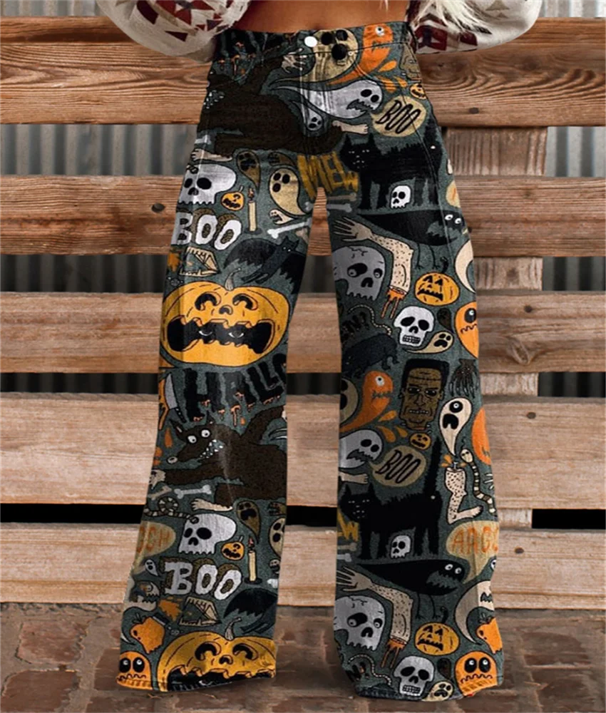 ПРУЖИННЫЕ ЛЕТНИЕ ПОДЛИННЫЕ ЖЕНСКИЕ БРЮКИ ДЛИННЫЕ С 3D-принтом в стиле ретро