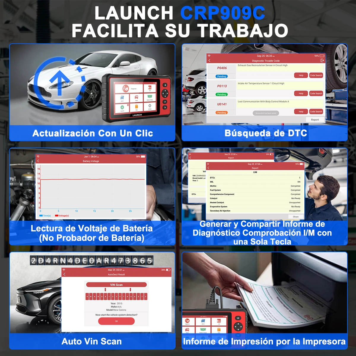 LAUNCH X431 CRP909C OBD2 Профессиональный автомобильный сканер IMMO ABS A/F EPB TPMS Oil 28 полная