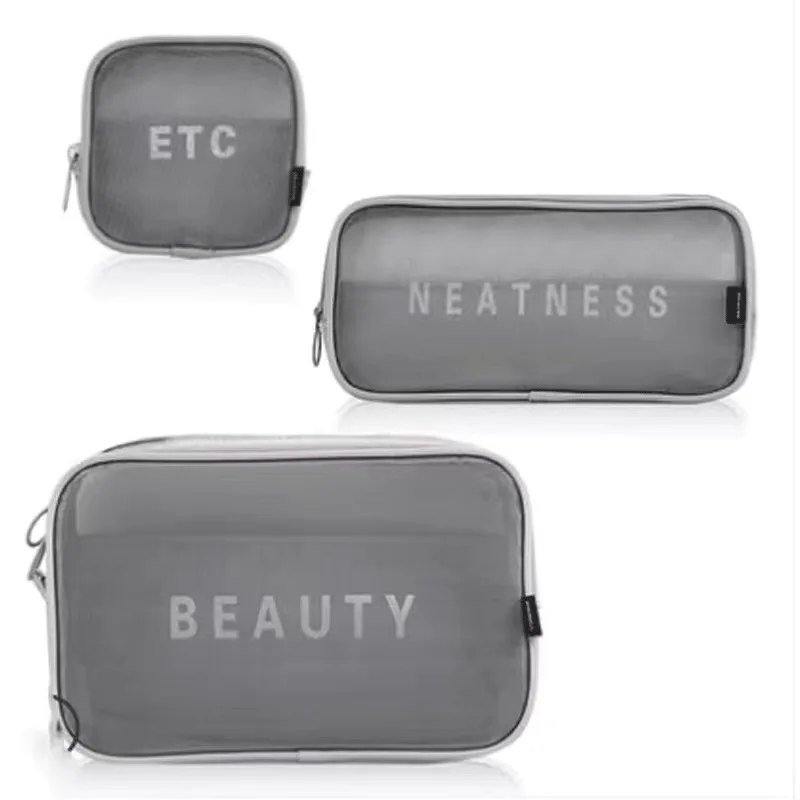 Portable Mesh Bag High-Capacit Pouch Cosmetic Bag Travel Washing Bag  Storage Bag Set Unisex Pouch For Mens And Women