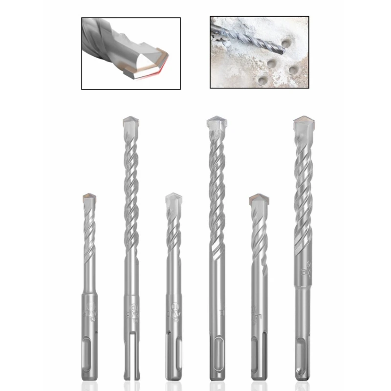 

10pcs Electric Hammer SDS Plus Drill Bit Set 160mm for Concrete Wall Brick Block Masonry Hole Saw Drilling Bits Tool 4mm 5mm 6mm