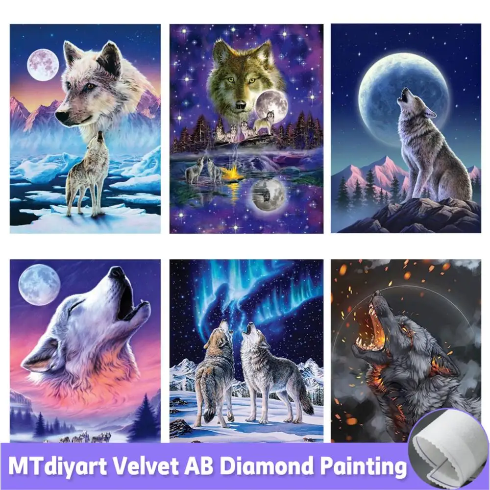 

AB Diamond Painting 5D Diy Siberian Wolf Embroidery Mosaic Art Cross Stitch Kit Home Decor 2023 New Arrivals Full Drill Handmade