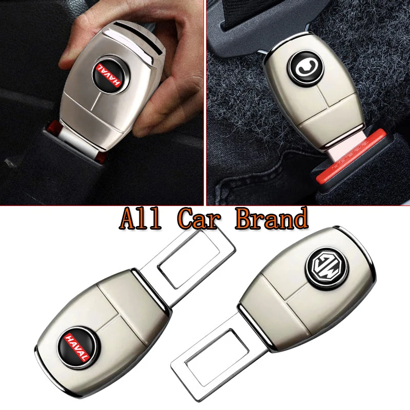

New 1/2Pcs Car Logo Seat Belt Metal Extension Buckle Car Goods For Mustang Accessories Wolf ST Racing GT Shelby kuga Car Styling