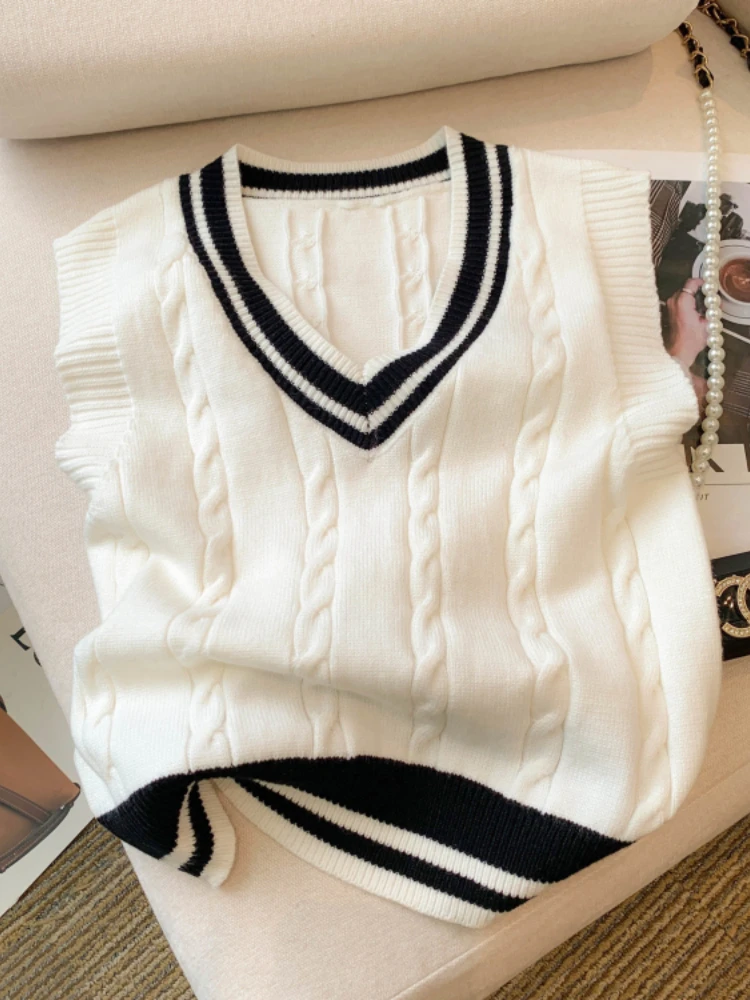 Новинка 2023 года весна-осень женский корейский стиль свитер без рукавов с