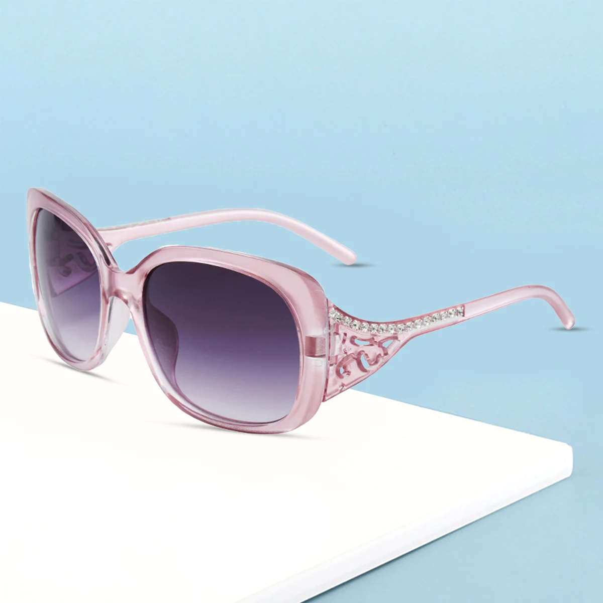 Женские солнцезащитные очки кошачий глаз с металлическим принтом и змеиным