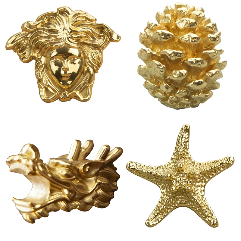 

4 шт., латунные ручки для мебели, с изображением лица ангела