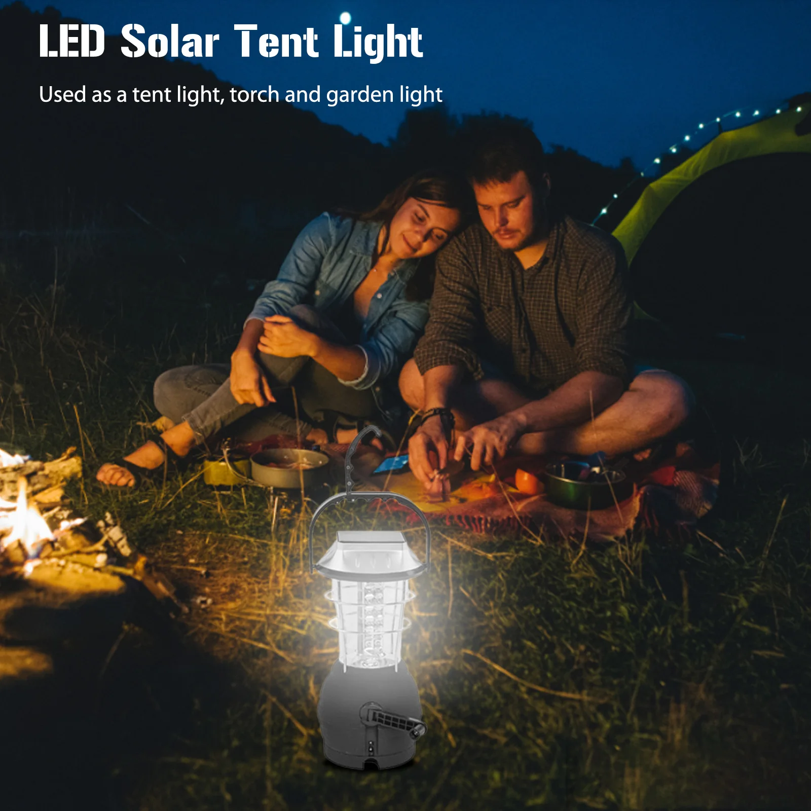 

Solar Tent Light Super Bright Hand-crank Camp Lamps Energy-saving 3 Charging Methods 3 Lighting Modes Outdoor Equipment